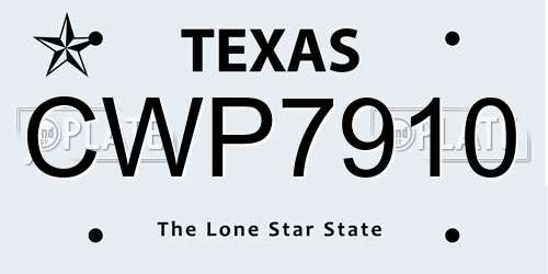 CWP7910 Texas License Plate