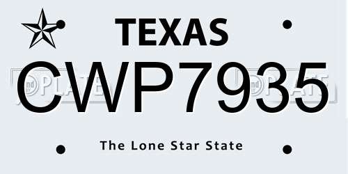 CWP7935 Texas License Plate