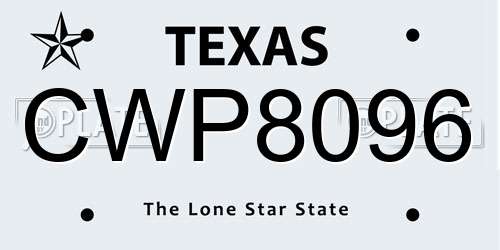CWP8096 Texas License Plate