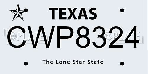 CWP8324 Texas License Plate
