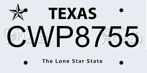 CWP8755 Texas License Plate
