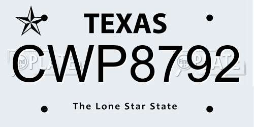 CWP8792 Texas License Plate