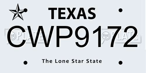 CWP9172 Texas License Plate