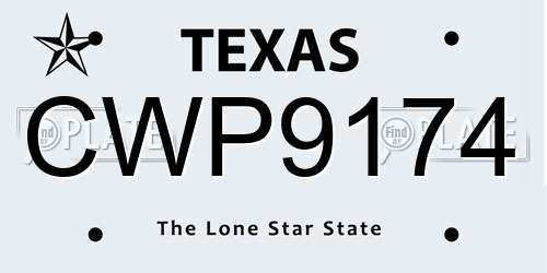 CWP9174 Texas License Plate