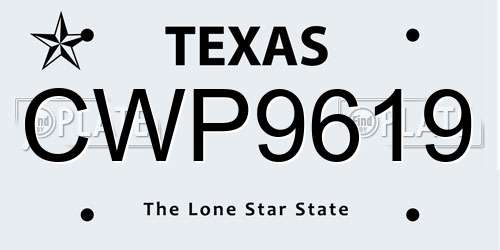 CWP9619 Texas License Plate