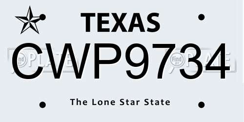 CWP9734 Texas License Plate