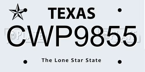 CWP9855 Texas License Plate