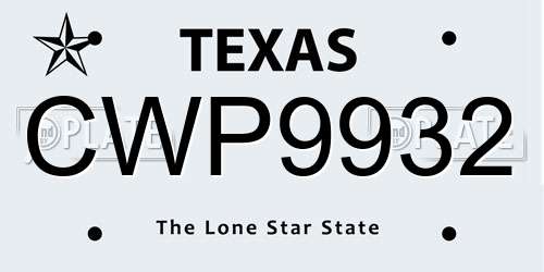 CWP9932 Texas License Plate