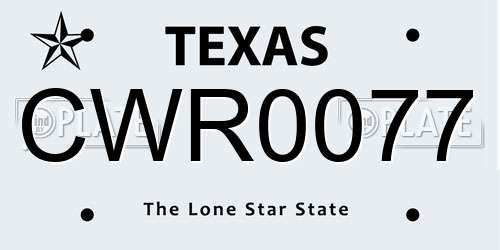 CWR0077 Texas License Plate