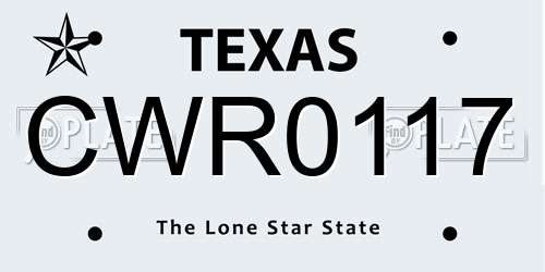CWR0117 Texas License Plate