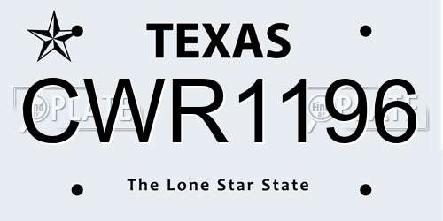CWR1196 Texas License Plate