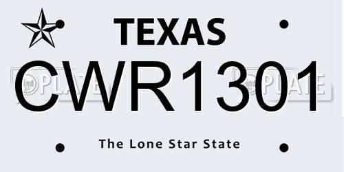 CWR1301 Texas License Plate