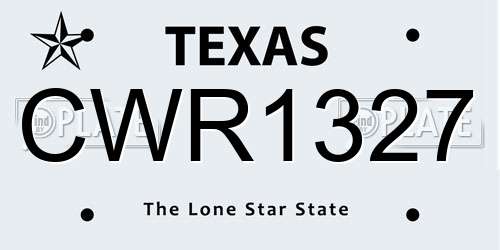 CWR1327 Texas License Plate