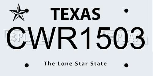 CWR1503 Texas License Plate