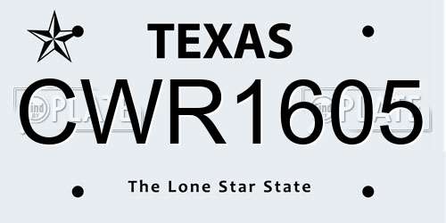 CWR1605 Texas License Plate