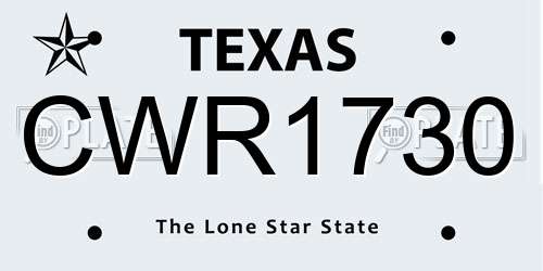CWR1730 Texas License Plate