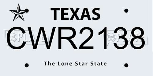 CWR2138 Texas License Plate