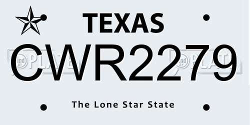 CWR2279 Texas License Plate