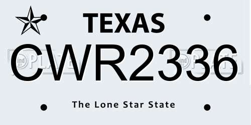 CWR2336 Texas License Plate