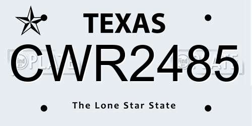 CWR2485 Texas License Plate