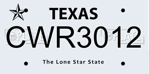 CWR3012 Texas License Plate
