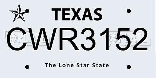 CWR3152 Texas License Plate