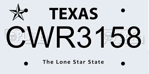 CWR3158 Texas License Plate