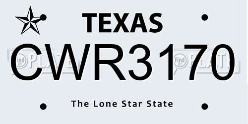 CWR3170 Texas License Plate