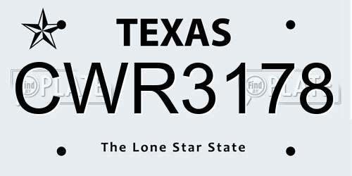 CWR3178 Texas License Plate