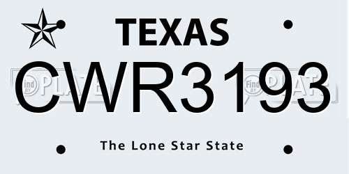 CWR3193 Texas License Plate