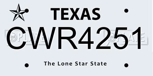 CWR4251 Texas License Plate