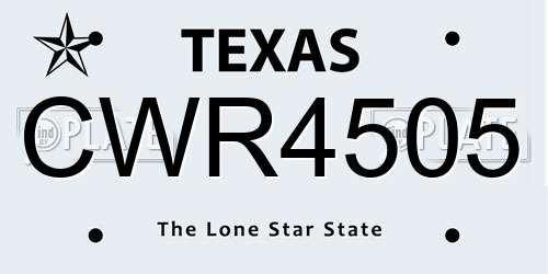 CWR4505 Texas License Plate