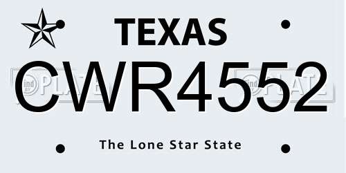 CWR4552 Texas License Plate
