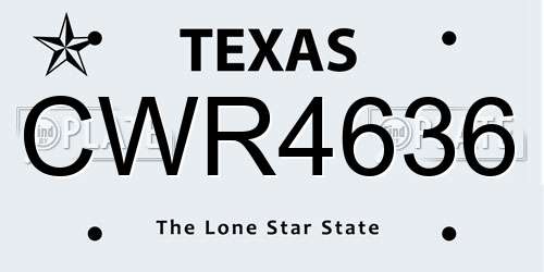 CWR4636 Texas License Plate