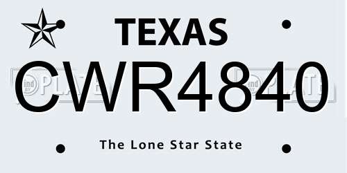 CWR4840 Texas License Plate