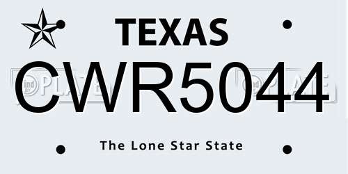 CWR5044 Texas License Plate