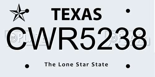 CWR5238 Texas License Plate