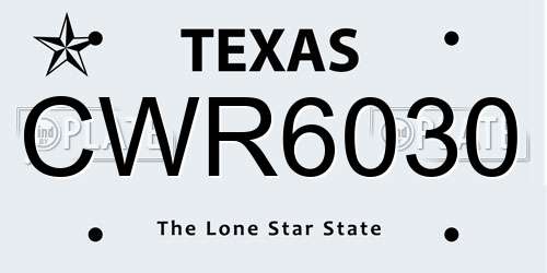 CWR6030 Texas License Plate