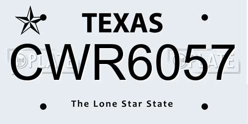 CWR6057 Texas License Plate
