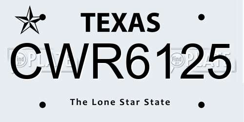 CWR6125 Texas License Plate