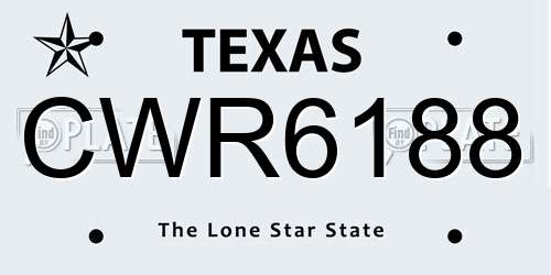CWR6188 Texas License Plate