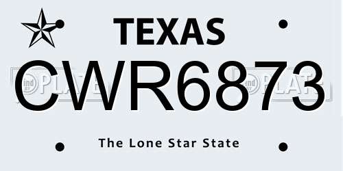 CWR6873 Texas License Plate