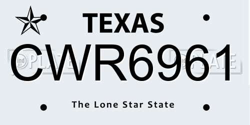 CWR6961 Texas License Plate