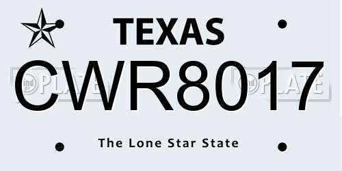 CWR8017 Texas License Plate