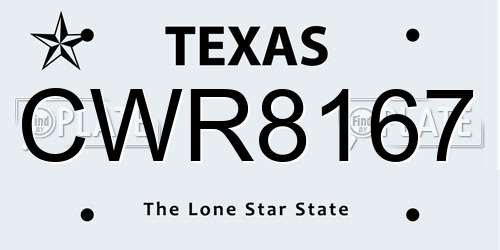 CWR8167 Texas License Plate