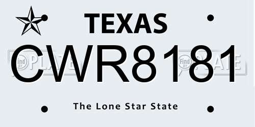 CWR8181 Texas License Plate