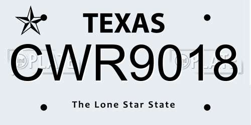 CWR9018 Texas License Plate