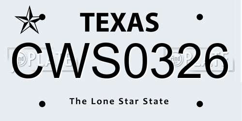 CWS0326 Texas License Plate