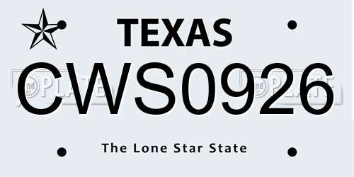 CWS0926 Texas License Plate