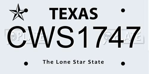 CWS1747 Texas License Plate